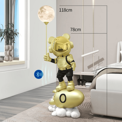 Life Size Rocket Astronaut Holding Moon Light Statue