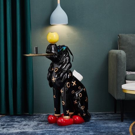 Hype Doggy Butler Statue with Tray