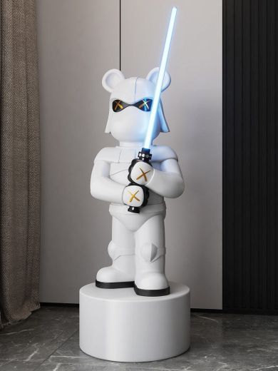 Life-Size Hype Bear Stormtrooper Statue with Lightsaber
