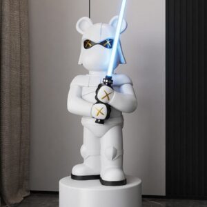 Life-Size Hype Bear Stormtrooper Statue with Lightsaber